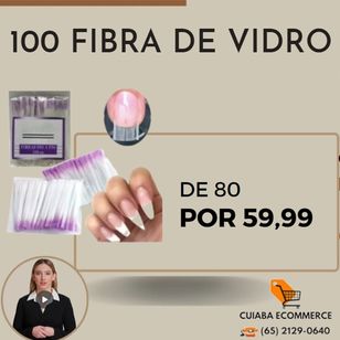 Kit de 100 Fibras de Vidro para Extensao de Manicure