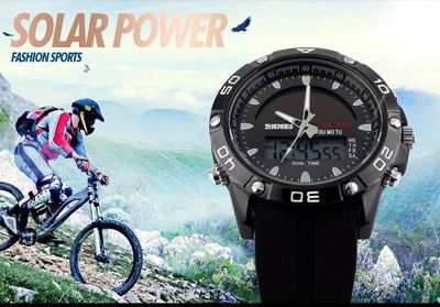 Relógio Solar Dual Time Power Military Led Sports Watch