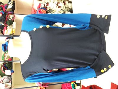 Camisa Feminina Manga Longa Bicolor Azul Nova