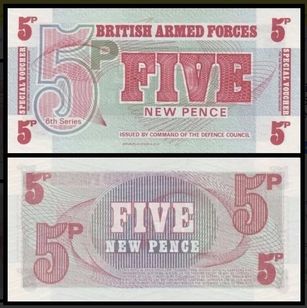 Inglaterra British Armed Forces 5 New Pence Fe Cédula Militar Ww2