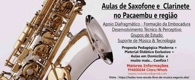 Aulas de Sax, Flauta, Clarinete e Gaita em Pacaembu e Região