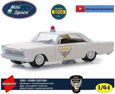 Greenlight 1965 Ford Custom Polícia Ohio State Patrol 1/64