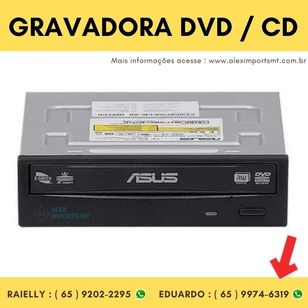 Gravadora Sata DVD e CD Preto Asus Drive - Drw-24f1st/bl Gravador de C