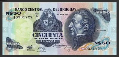 Cédula Uruguay 50 Novos Pesos Fe Uruguai América