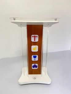 Púlpito de Madeira e Acrílico Modelo-lucas para Igrejas e Capelas