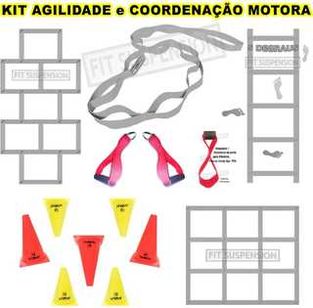 Kit 8 Produtos, Escada Cones Quadrado Amarelinha p/ Agilidade Coordena