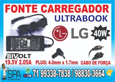 Fonte Ultrabook Lg 19.5v 2.05a 40w 4.0mm X 1.7mm em Salvador BA