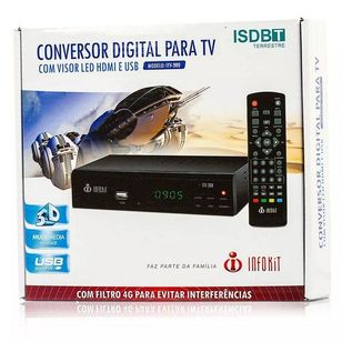 Conversor Digital TV Infokit Hd c/ Gravador Novo