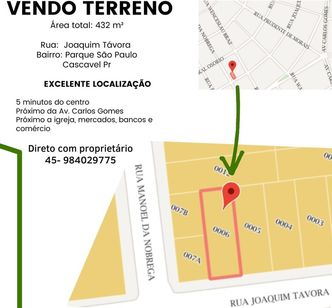 Terreno à Venda, 402m2, Rua Joaquim Távora, Parque São Paulo - Cascave