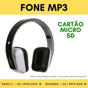 Fone de Ouvido Headphone Mp3 sem Fio Usb, Cartão Micro Sd, Rádio Fm e