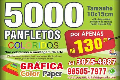 5.000 Panfletos 10x15cm por R$ 130,00