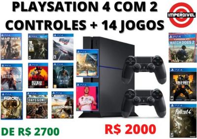 Playstation 4 + 14 Jogos + 2 Controles
