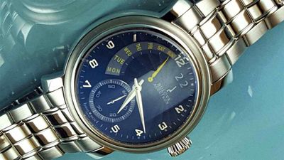 Relógio Bulova Accutron 63c103 Visor Bicolor Preto ou Azul
