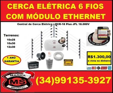 Kit Cerca Elétrica 6 Fios com Módulo Ethernet