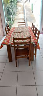 Mesa de Jantar de Madeira com 07 Cadeiras
