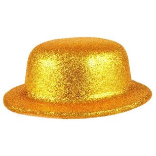 Chapéu Coquinho de Plástico com Glitter Dourado