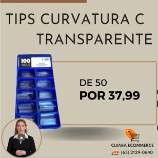 100 Tip Transparente Curvatura C Tips Curva C sem Cor Nails