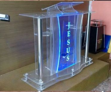 Púlpito de Acrílico e Aço Inox Modelo - Abraão Plus para Igrejas