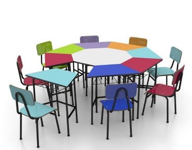 Conjunto de Mesas e Cadeiras Oitavado Juvenil (6 à 10 Anos)