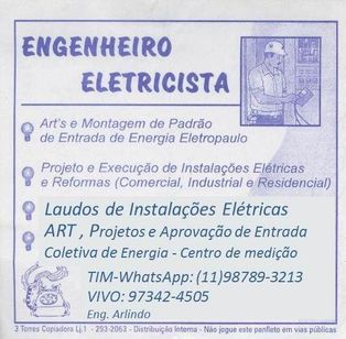 Engenheiro Elétricista/art/entrada de Energia/projeto de Instalações/l