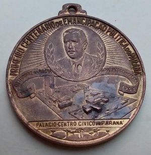 1853 1953 Medalha Emancipação Paraná Zacarias Góes Munhoz Rocha Café