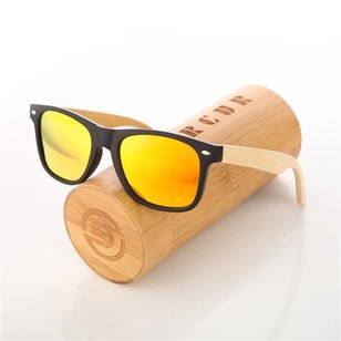 Barcur Bambu Polarizada óculos de Sol Unisex