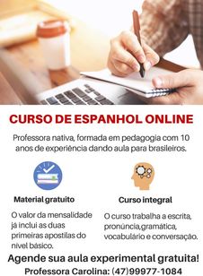 Aula de Espanhol Online com Professora Nativa