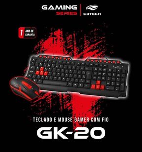 Kit Teclado Mouse Gamer Profissional Gk-20 C3 Tech Novo na Caixa