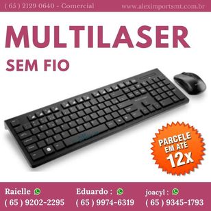 Kit Teclado + Mouse Multilaser sem Fio Multilaser 2.4 Ghz Preto - Tc21