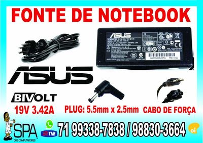 Fonte Carregador Notebook e Netbook Ultrabook Asus 19v 2.42a 65w