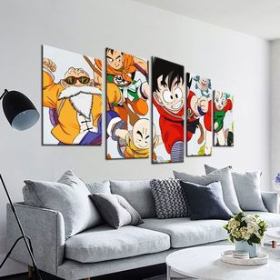 Quadros Decorativos Anime Dragon Ball Goku Mosaico 3d - 5 Peças