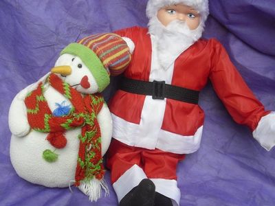 Boneco de Neve Grande 40,5 Cm e Papai Noel 80 Cm e 2 Gorros de Natal