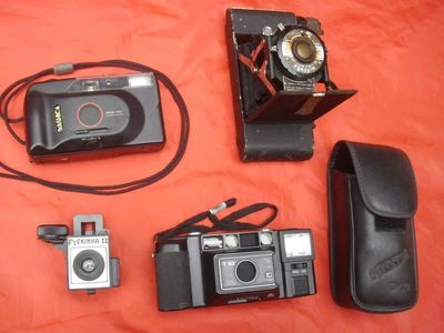 4 Máquina Fotográfica Antiga Câmera Fole Penguin Tekinha Frata Yashica