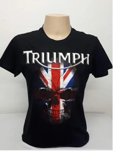 Camiseta Triumph Moto Top Caveira Bandeira