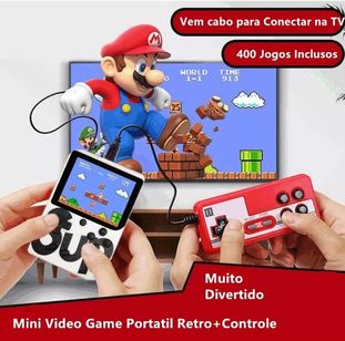 Mini Vídeo Game Clássico com 400 Jogos + Controle