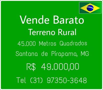 Terreno Rural 45.000 Metros, Santana de Pirapama, MG