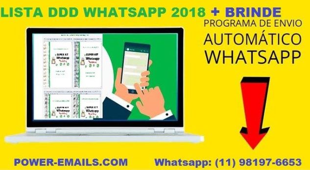 Lista Ddd Whatsapp Marketing + Programa de Envios Whatsapp 2018