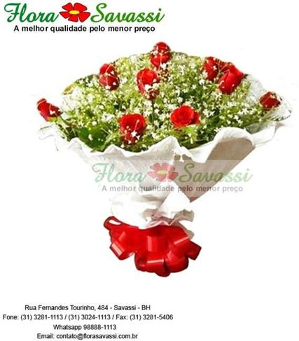 Buque de Rosas Vermelhas, Ramalhete de Flores Bh e MG