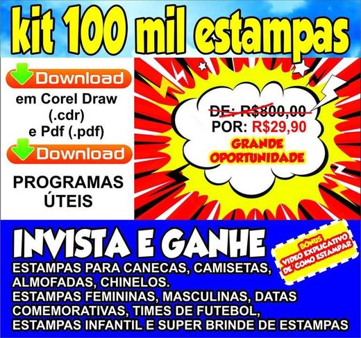 100 Mil Estampas + Corel+ Fontes+ Estampas Premium + Bolsomi