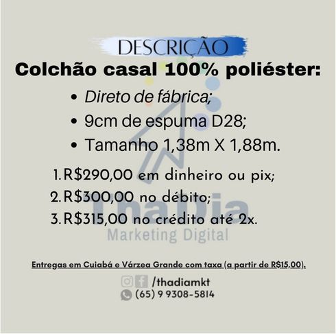 Colchão 100% Poliéster Casal (direto da Fábrica)