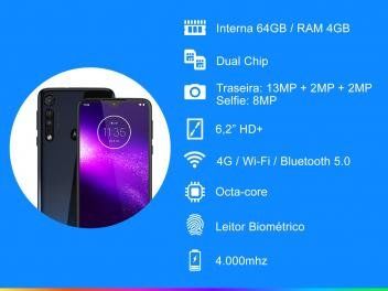 Smartphone Motorola One Macro 64gb Azul Espacial - 4g 4gb Ram Tela 6,2
