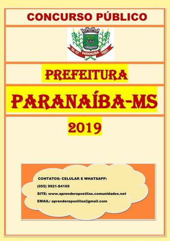 Apostila Digital Concurso Prefeitura Paranaíba MS 2019