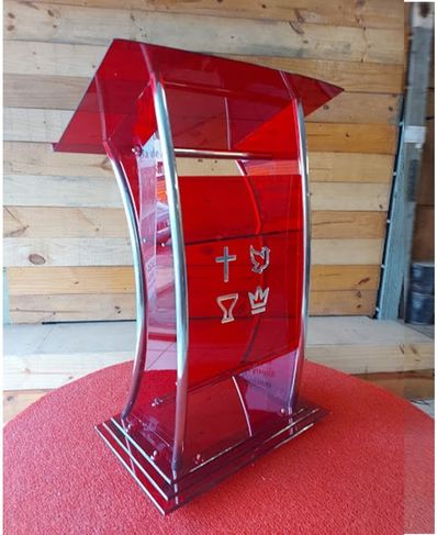 Púlpito de Acrílico e Aço Inox Modelo - Estevão para Igrejas e Capelas