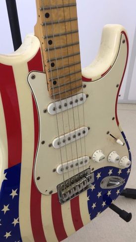 Guitarra Eagle Sts002 Stratocaster Bandeira Eua Braço Telecaster Feito por Luthier