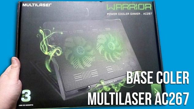 Base Cooler para Notebook Warrior Power Gamer Led Verde Luminoso Ac267