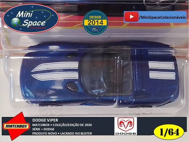 Matchbox 1994 Dodge Viper Rt/10 Cor Azul 1/64
