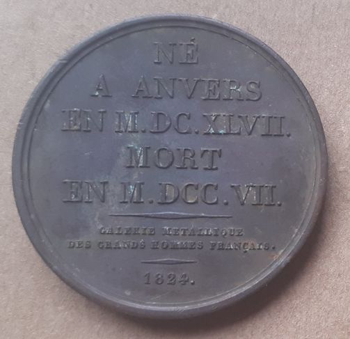Vintage 1824 Paris Medalha Gerard Edelinck 1640 1707