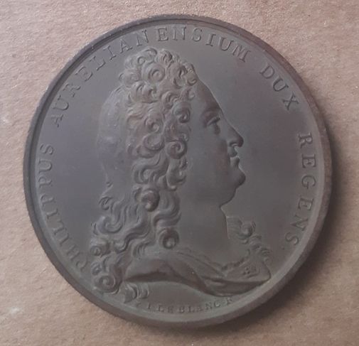 1715 Medalha Rei Luís XV e Filipe Duque de Orléans