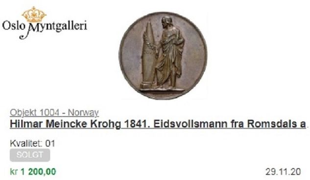 1841 Medalha Meta Homem e Destino Dinamarca Hilmar M. Krohg