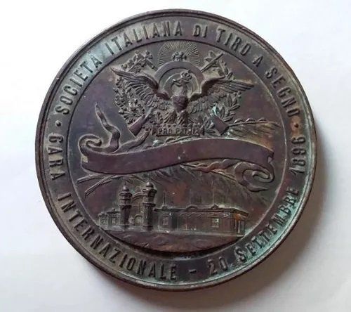 1896 Linda Medalha Competição Internacional Tiro Itália 50% Off